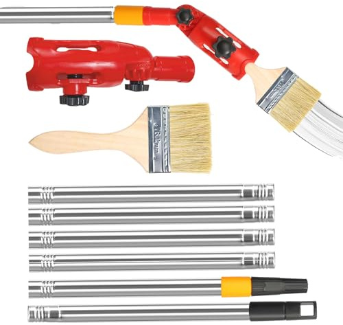 Rallonge pour pinceau multi-angle, 1,7 m, rallonge réglable avec brosse, rouleau de peinture, pour mur mural, rouleau de peinture, rouge