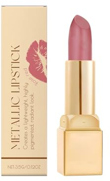 Metallic-Creme-Lippenstift, Professional Makeup Feuchtigkeitsspendender Lipgloss, Lang Anhaltender Charme, Glatte Schimmertextur Mit Hyaluronsäure (A#)