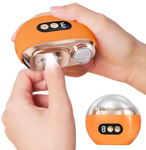 Cortaúñas eléctrico automático, lima de uñas portátil, sin ruido,estos de uñas, cubierta de uñas, lijado y pulido, 2 en 1, luz LED, Personas Mayores, Adultos, Bebés y Estudiantes (Naranja)