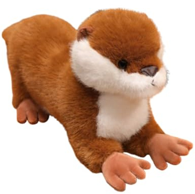 JORCEDI Realistischer Otter Plüschtier in Braun, weicher Fischotter Kuscheltier in Schwimmhaltung, detailreiches Meerestier Plüschtier, Geschenk für Kinder Mädchen und Jungen (40cm,qianzong)