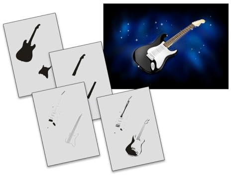 AS-266 Gitarre Step by Step Airbrushschablone Größe XL