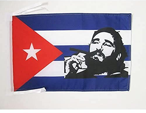 AZ FLAG Bandera de Cuba con Fidel Castro 45x30cm - BANDERINA Cubana 30 x 45 cm cordeles