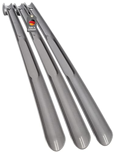 Lantelme 3 Stück Schuhanzieher 65cm Silber Kunststoff Xl Lang und stabil | Schuhlöffel für Erwachsene | Plastik Schuhanziehhilfe Rückenschonend (Silber)