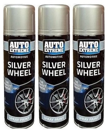 3 x Silver Wheel Aerosol Spray Paint (250ml) - Swan household ®