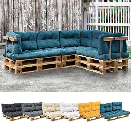 [en.casa] 1x Rückenkissen für Euro-Paletten-Sofa Türkis Palettenkissen Auflage In/Outdoor Polster Möbel