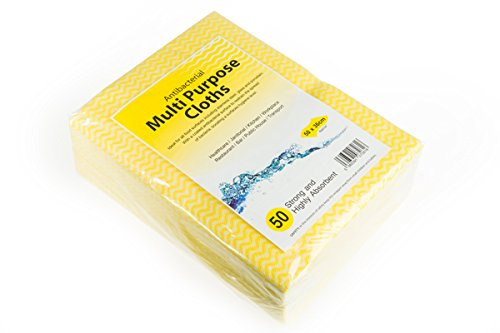We Can Source It Ltd – Pack of 50 Antibacterial Cleaning Cloths – Reusable, Absorbent & Durable Medium Size – Multi-Purpose Wipes in Red, Yellow, Green & Blue for Home, Kitchen & Commercial Use