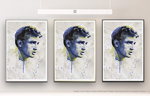James Dean I 90x60cm auf Masterclass Metallic Pearl High Gloss Photo Paper inklusive Aluminium Wechselrahmen silber mit Glas und Rückwand fertig gerahmt