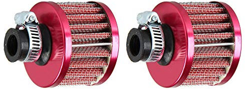 Mintice 2 X 12mm Mini Rojo Cono de Motor Filtro de Aire de la Motocicleta de Coche Universal de Admisión de Aire Frío Filtro Aspiración de Turbo Limpio de Ventilación del Vehículo