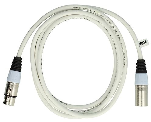 vhbw DMX-Kabel XLR Stecker auf XLR Buchse kompatibel mit Beleuchtung, Schweinwerfer, Bühnenlicht - 3-polig, PVC Kabel-Mantel, weiß, 2m