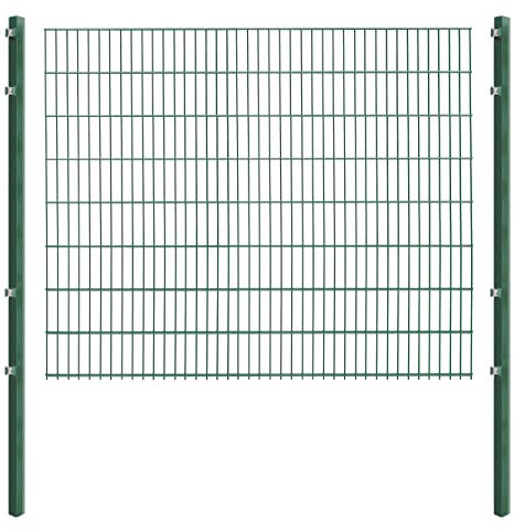 Doppelstabmattenzaun - Komplettset inkl. Pfosten (60x40mm) und Montagematerial - Verschiedene Längen und Höhen – Grün oder Anthrazit (L 4 m - H 163 cm, grün)