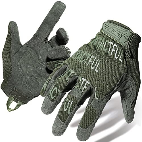 WTACTFUL Taktische Handschuhe Touch Screen Flexible Einsatzhandschuhe Tatical Gloves Herren Vollfinger für Outdoor Sport und Arbeit geeignet für Radfahren Wandern Radsporthandschuhe Grün L