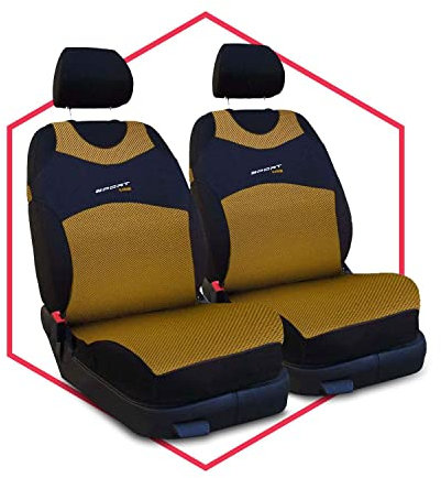 Saferide 2er Set Autositzbezüge PKW universal | Auto Sitzbezüge Polyester Gold für Airbag geeignet | für Vordersitze | 1+1 Autositze vorne