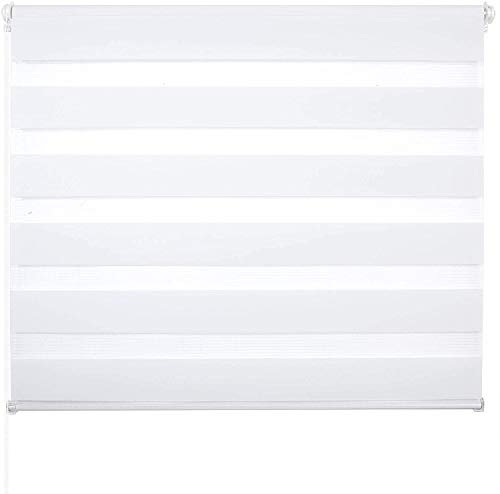 Laneetal Doppelrollo Tag und Nacht Rollo Vorhang für Fenster und Tür mit Beschlägen, einfache Montage, 100 x 150 cm, weiß