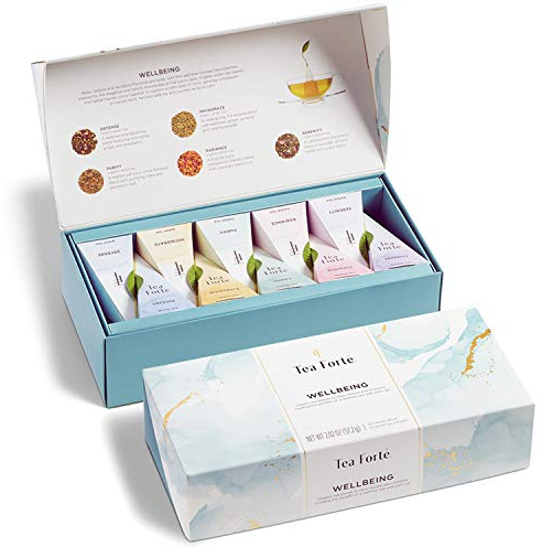 Tea Forte Wellbeing | Box 10 Pyramiden Aufgüsse | Auswahl 5 Tees und Aufgüsse |
