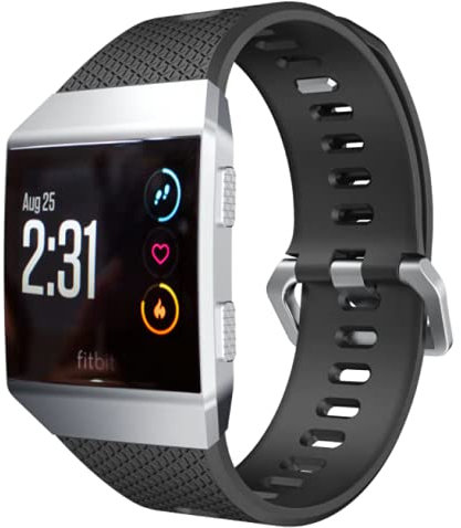 Strap-it Silikon-Smartwatch-Armband – Passend für Fitbit Ionic Silikonarmband – Schwarz Uhrenarmband/Armband/Armband – Größe: Größe S
