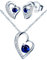Yumilok Schmuckset Damen 925 Sterling Silber Halskette & Ohrringe Set, Kette mit Anhänger & Ohrstecker mit blau Zirkonia für Mädchen