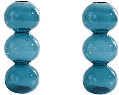 JYCAR Glasvasen Set mit 2 Stück, drei Kugeln 6,5 hoch, transparente Pflanzenglastöpfe, durchsichtige Glasblasen-Vase, Tafelaufsätze für Hydrokulturpflanzen, niedliche Blumenvase für Heimdekoration