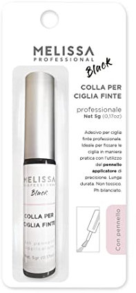 Melissa Colla per Ciglia Finte – Adesivo Forte e Duraturo, Asciugatura Rapida, Lunga Tenuta – Perfetta per Ciglia a Striscia e Individuali (Nero, Pennello)