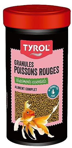Tyrol | Granulés pour Poissons Rouges | Nourriture Poisson Rouge | Aliment Complet à base de Nutriments Essentiels | Céréales, Poissons et sous-produits de Poisson | 110 g | 250 ml