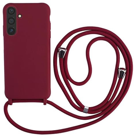 Keteen Coque de protection pour téléphone portable Samsung Galaxy A54 5G - En silicone fin - Avec cordon amovible - Résistant aux chocs - À porter autour du cou - Rouge