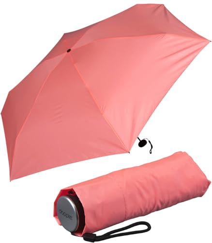 Doppler Super Mini Fiber Compact Taschenschirm extem leicht und klein - neon Coral