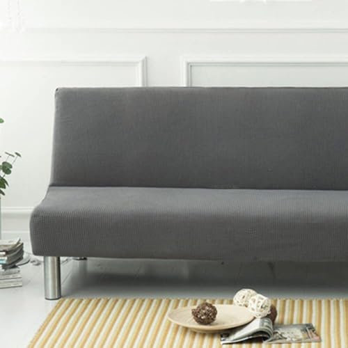 WWQQKJ Sofabezug ohne Armlehnen, einfarbig, 2/3-Sitzer, dehnbar, schmutzabweisender Bezug for Schlafsofa, waschbar, rutschfest, faltbar, Clic-Clac-Sofabezug(Dark Gray,160-190cm)