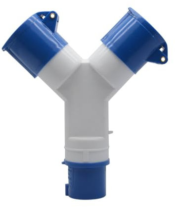 Splitter a 2 vie, 32 A, 220 V, IP44, spina e presa industriale a 3 poli a 2 vie