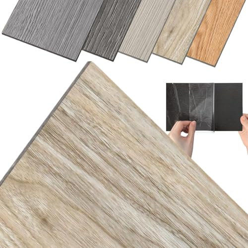 TANYEAR 2.51m² PVC Bodenbelag Vinylboden Selbstklebend Vinyl Fliesen, Boden Klebefliesen Bodenfliesen Schneidbar für Schlafzimmer, Küche, Wohnzimmer, Holzmaserung Dielen, 18 Stück(Model D)