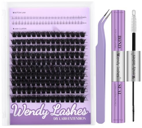 Kit Extensions de Cils avec Supérieurs et Inférieurs Effet 3D 0.07mm 100D Cils Individuels MIx10-16mm Faux Cils Individuel Cluster Lashes DIY Lash Extension Kit avec Lash Bond and Seal
