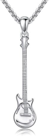 DAYLINLOVE Spoon Necklace 925 Sterling Silver Spoon Guitar Pendant Necklace For Women Men Jewelry Gifts
