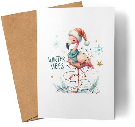 Lilavie-Design Winter Vibes Lustiges Flamingomotiv Karte Geschenkidee witziges Design Weihnachten