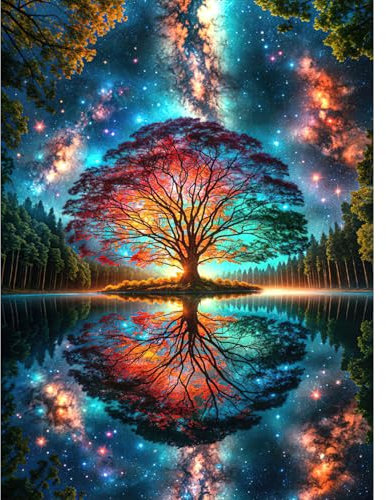 RICUVED Arbre de vie Diamond Painting 5D Complet, Peinture Diamant Adulte, Paysage Diamant Kits, Diamant Strass Point de Croix Cristal Painting pour Murale Décoration 30X40 cm