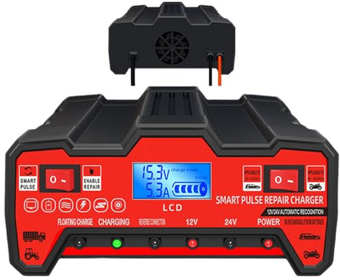 Intelligentes Batterieladegerät, Autobatterieladegerät,Automatisches Marine-Batterieladegerät, Hitzebeständiges Batterie-Erhaltungsladegerät LKW-Batterieladegerät für 12V-24V-
