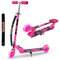 Habib Gruppe Kinderroller – Mitwachsender Tretroller & Scooter mit LED Rädern, Klappbar, 4 Stufen Höhenverstellbar für Kinder 3-10 Jahre, Jungen & Mädchen - Pink