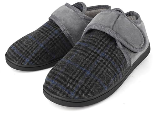 TIESTRA Zapatos Anchos para Hombres Cálidos Zapatillas Diabéticas Memoria Suela de Espuma Zapatillas de Fieltro para Hombres