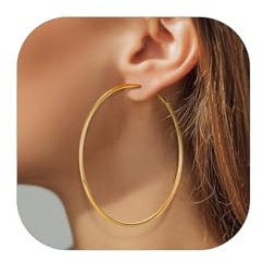 GoldChic Créoles Femme Acier Inoxydable Anneau Boucle d'Oreille Élégant | Creoles Argent Plaqué Or Femme 20-100mm Women's Hoop Earrings Imperméables & Hypoallergéniques Agréable Cadeau pour Femme