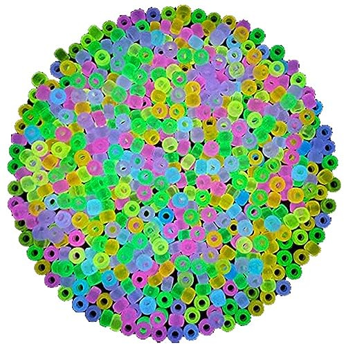 Qusedwey 1900Pcs Glow in the Dark Beads Mix 9 Colors Glow Beads Luminous Beads Bulk Acrylic Hair Beads Plastic Beads