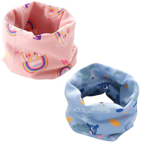 2 Stück Kinder Schals Baby Jungen Mädchen Schlauchschal Baumwolle für Winter, Frühling, Herbst