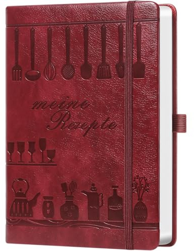 Rezeptbuch A5 zum Selberschreiben – Leeres Kochbuch für eigene Rezepte – Mit Register & Inhaltsverzeichnis – Burgunderrot