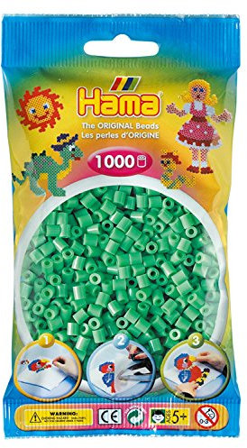 Hama Perlen 207-11 Bügelperlen Beutel mit ca. 1.000 Midi Bastelperlen mit Durchmesser 5 mm in Hellgrün, kreativer Bastelspaß für Groß und Klein
