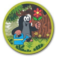 Kühlschrankmagnet - Maulwurf mit Gießkanne und Blume
