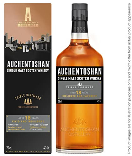 Auchentoshan 18 Jahre | Single Malt Scotch Whisky | mit Geschenkverpackung | sanftes und blumiges Aroma | 43% Vol | 700ml Einzelflasche