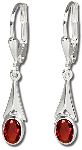 SilberDream Ohrringe für Damen 925 Silber Ohrhänger Zirkonia rot SDO514R Silber Ohrhänger