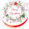 Christmas Cake Topper - Merry Christmas Wreath Cake Decoration - Edible Icing or Wafer - 7.5 / 19cm Round (Edible Icing)