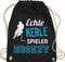 Turnbeutel Rucksack - Eishockey - Echte Kerle spielen Hockey - Unisize - Schwarz - kinderturnbeutel icehockey geschenk beutel tasche sport baumwollrucksack 25. geburtstag umhängebeutel spieler bag