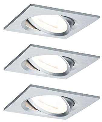 Paulmann Einbauleuchte LED Coin Nova eckig 6,5W Alu 3er-Set schwenkbar IP23 sprühwassergeschützt