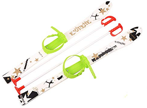 KINDERSKI SKI Skier BINDUNG Stöcken Kinder-SKI Kunststoff 5 Farben 90 cm (Weiß)