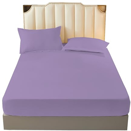 16 Extra Deep 100% Egyptian Cotton Fitted Sheet All UK Sizes Or Pillow Pair Cases 200 Thread Count (Lilac, Super King)