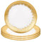 Koyal Wholesale Round 13 Brush Gold Foil Leaf Rim Glass Charger Plates Set Of 4 Gold Charger Plates Bulk Modern Glam Look Decorative Plates for Wedding Bridal Shower Table Decor