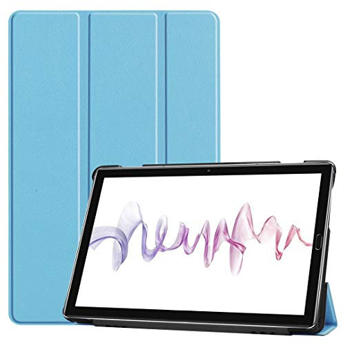 SATURCASE - Funda para Huawei MediaPad M6 10.8 (piel sintética, función atril, función de encendido y apagado automático), color azul